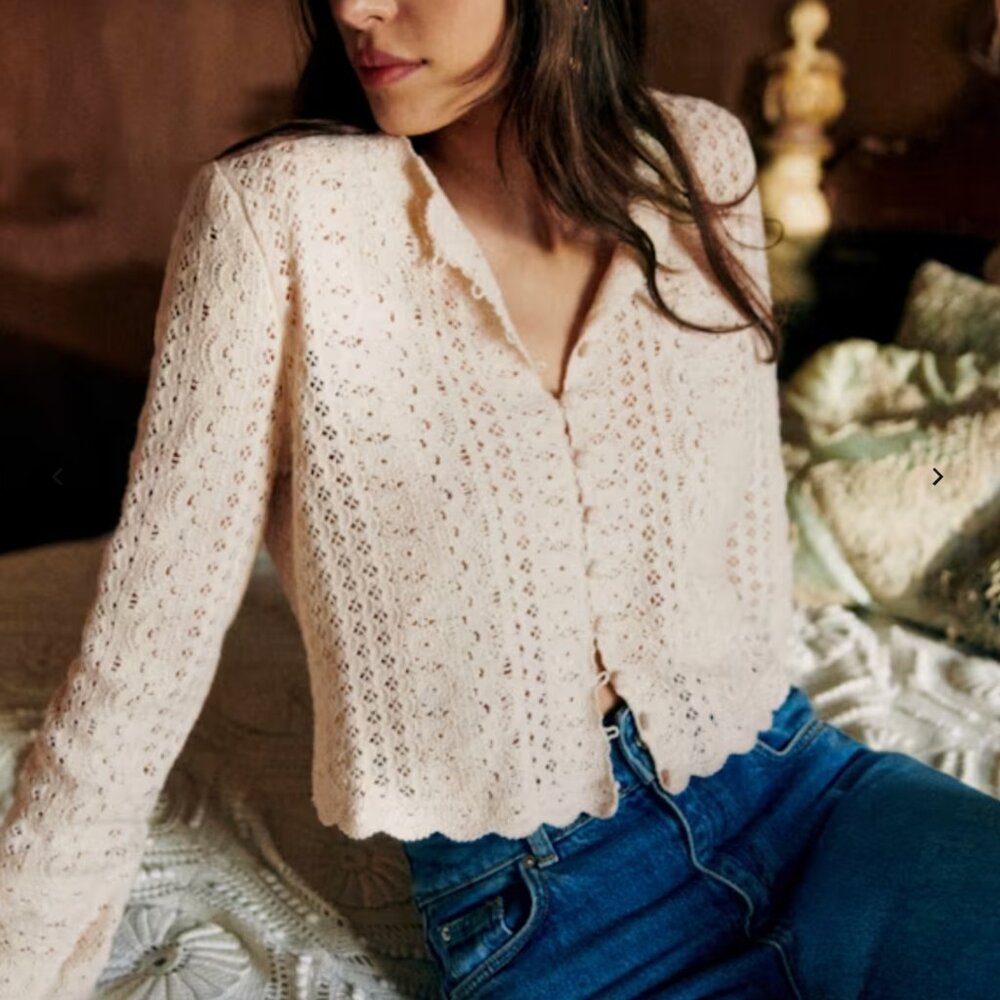 Sezane Noelie Cardigan Cream - Size S